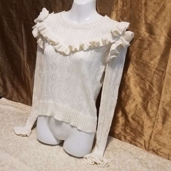 LoveShackFancy Cream Long Sleeve Top - Picture 5 of 9